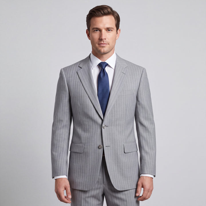 Kensington Pinstripe Suit in Light Grey