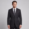 Men's Black Modern Fit Pinstripe Suit - Notch Lapel