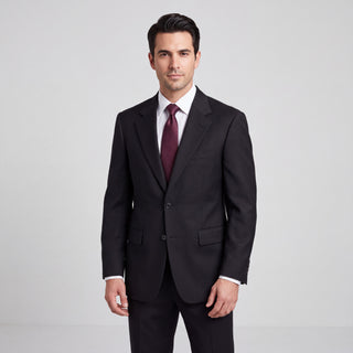 Kensington Men's Black Modern Fit Sharkskin Suit - Notch Lapel