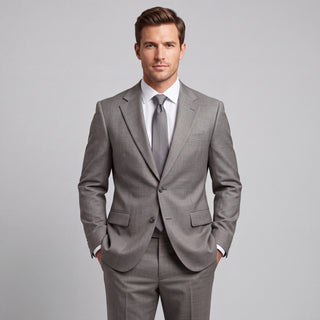 Kensington Men's Stone Modern Fit Sharkskin Suit - Notch Lapel