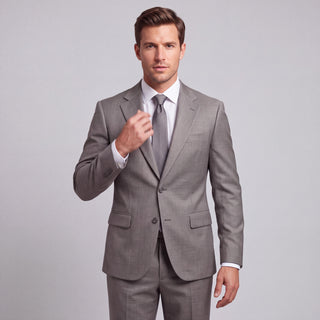 Kensington Men's Stone Modern Fit Sharkskin Suit - Notch Lapel