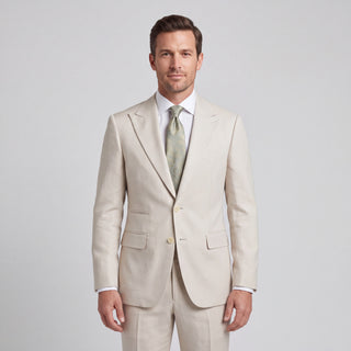 Men's Off White 4-Way Stretch 2-Piece Slim Fit Suit - Peak Lapel