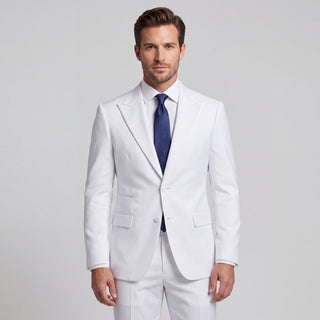 Men's White 4-Way Stretch 2-Piece Slim Fit Suit - Peak Lapel