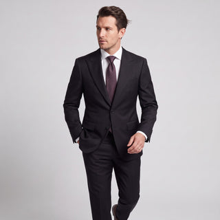 Men's Black 4-Way Stretch 2-Piece Slim Fit Suit - Peak Lapel