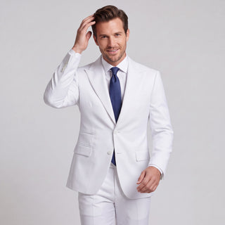 Men's White 4-Way Stretch 2-Piece Slim Fit Suit - Peak Lapel