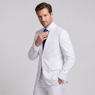 Men's White 4-Way Stretch 2-Piece Slim Fit Suit - Peak Lapel