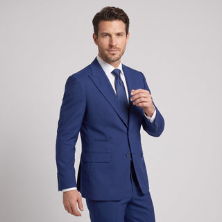 Men's Indigo 4-Way Stretch 2-Piece Slim Fit Suit - Peak Lapel