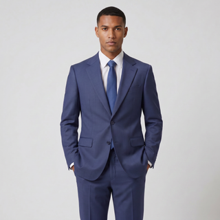 Joseph Michael Men's Ink Blue Slim Fit Sharkskin Suit — Notch Lapel