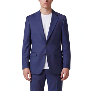 Joseph Michael Men's Ink Blue Slim Fit Sharkskin Suit — Notch Lapel
