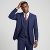 Joseph Michael Men's Ink Blue 3-Piece Slim Fit Vested Sharkskin Suit — Notch Lapel