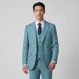 Joseph Michael Modena Men's Jade Modern Fit 3-Piece Plaid Suit