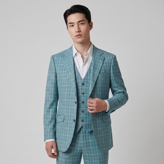 Joseph Michael Modena Men's Jade Modern Fit 3-Piece Plaid Suit