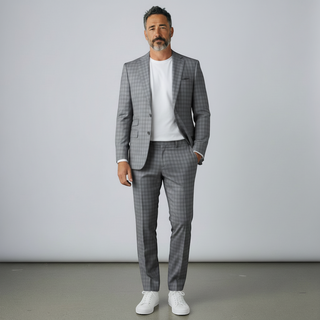 Stacy Adams 2 Button Notch Lapel Grey Suit Jr-729571-08 - Back View
