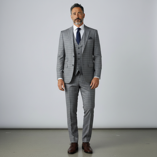 Stacy Adams 2 Button Notch Lapel Grey Suit Jr-729571-08 - Close Up