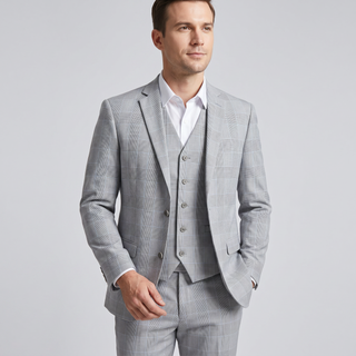 Joseph Michael Men's Light Blue 3-Piece Slim Fit Plaid Suit