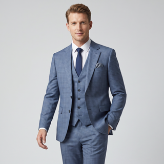 Stacy Adams Men's Blue 3-Piece Modern Fit Suit — Notch Lapel