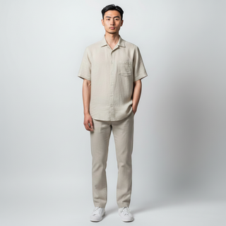 Se71c34 Oatmeal Giorgio Inserti Linen Set