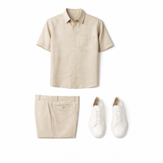 Se71c34 Oatmeal Giorgio Inserti Linen Set
