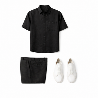 Se71c34 Black Giorgio Inserti Linen Set