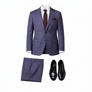 Stacy Adams 2 Button Notch Lapel Burgundy Plaid Suit M328-03 - Detail View