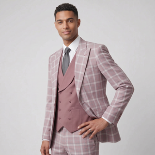 Pino Baldini Diego Men's Mauve 3-Piece Plaid Suit
