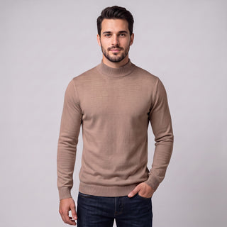 Joseph Michael Traditional Fit Mockneck Sweater - Camel