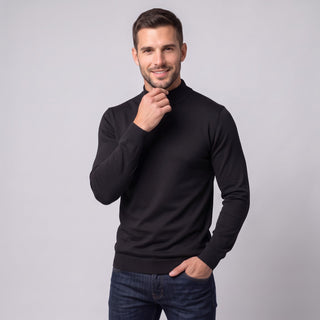 Joseph Michael Traditional Fit Mockneck Sweater - Black