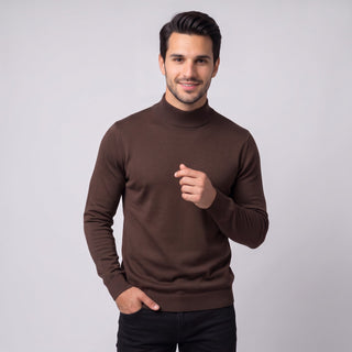 Joseph Michael Traditional Fit Mockneck Sweater - Brown