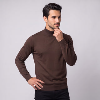 Joseph Michael Traditional Fit Mockneck Sweater - Brown