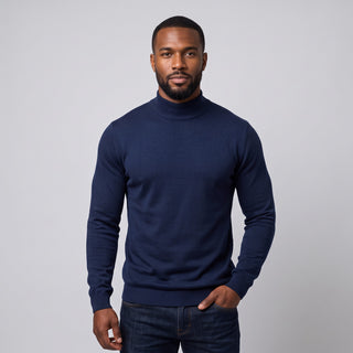 Navy Traditional Fit Mockneck Sweater