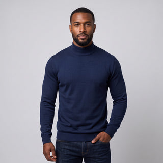 Joseph Michael Traditional Fit Mockneck Sweater - Navy