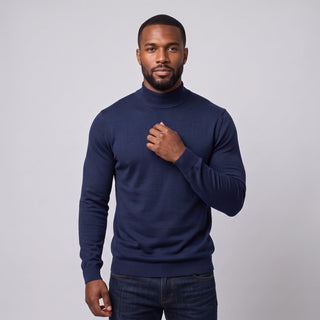 Joseph Michael Traditional Fit Mockneck Sweater - Navy