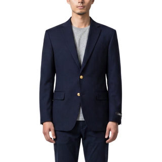 Joseph Michael Navy 2 Button Notch Lapel Blazer — Gold Buttons