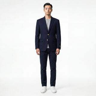 Joseph Michael Navy 2 Button Notch Lapel Blazer — Gold Buttons