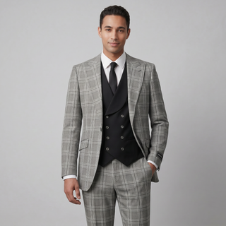 Pino Baldini Oliver Men's Black 3-Piece Plaid Suit