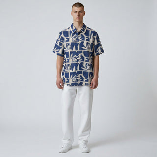 Jm-7049 Blue Joseph Michael Jm Tropical Box Ss Shirt