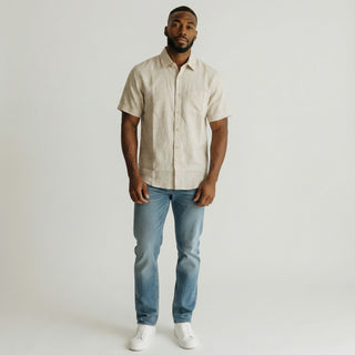 Jm-7000 Natural Joseph Michael Jm Solid Ss Linen Shirt