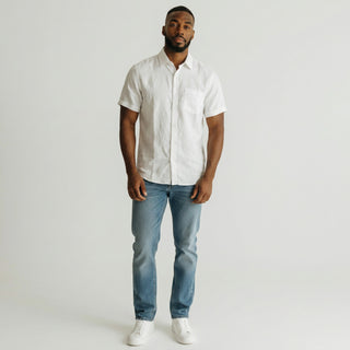Jm-7000 White Joseph Michael Jm Solid Ss Linen Shirt