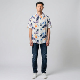 Jm-7052 Blue Joseph Michael Jm Multi Color Ss Shirt