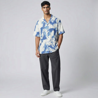 Jm-7041 White Navy Joseph Michael Jm Abstract Ss Shirt