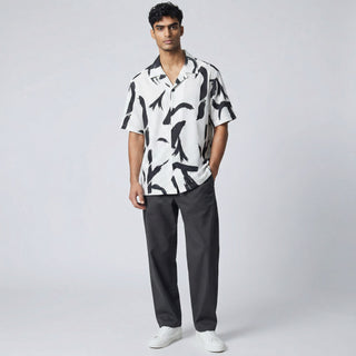 Jm-7042 Black White Joseph Michael Jm Abstract Ss Shirt