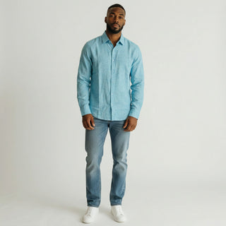 Jm-7010 Blue Joseph Michael Jm Solid Ls Linen Shirt