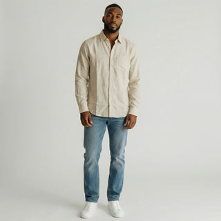 Jm-7010 Natural Joseph Michael Jm Solid Ls Linen Shirt