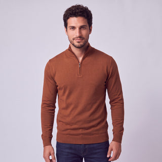 Joseph Michael Quarter-Zip Traditional Fit Pullover Sweater - Rust