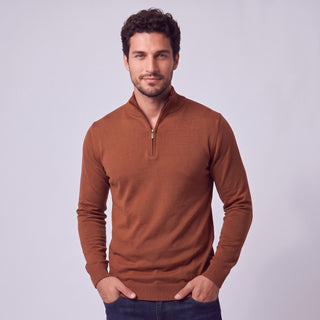 Joseph Michael Quarter-Zip Traditional Fit Pullover Sweater - Rust