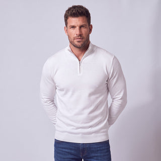 Joseph Michael Quarter-Zip Traditional Fit Pullover Sweater - White
