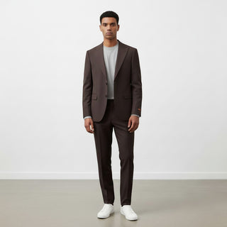 Rh15 Brown Ideal Vested 2 Button Peak Lapel Suit - Detail View