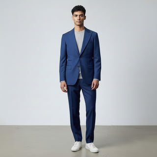 Rh15 Indigo Ideal Vested 2 Button Peak Lapel Suit - Detail View
