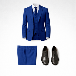 Rh15 Indigo Ideal Vested 2 Button Peak Lapel Suit - Back View
