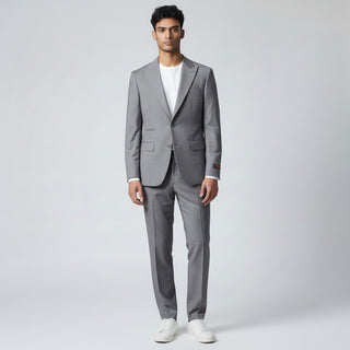 Rh15 Medium Grey Ideal Vested 2 Button Peak Lapel Suit - Detail View